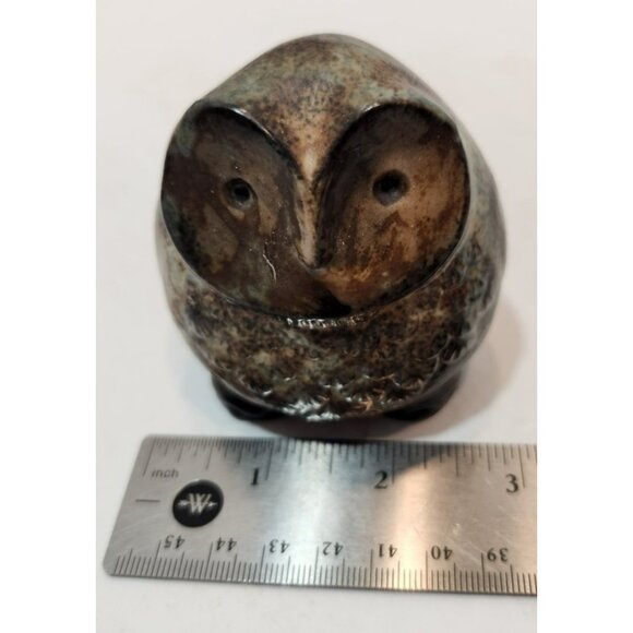 Vintage Ceramic Marbled Brown Mid-Century Modern Owlet Figurine - Picture 10 of 11